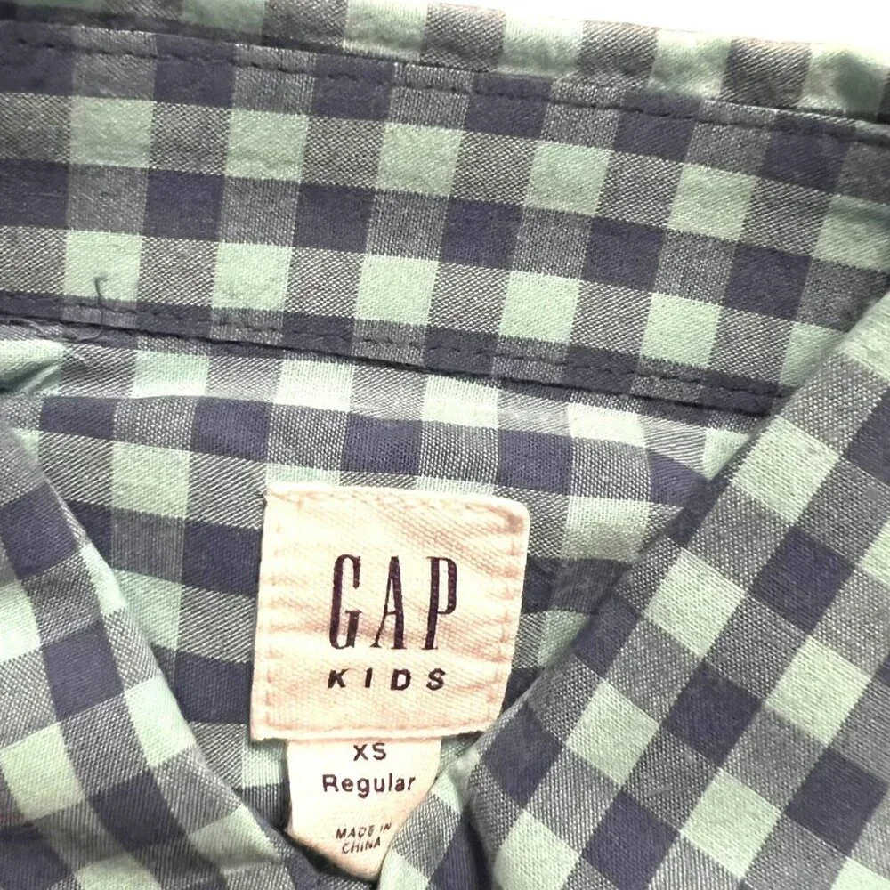 Gap Kids XS Gingham Plaid Button Down Dress Shirt